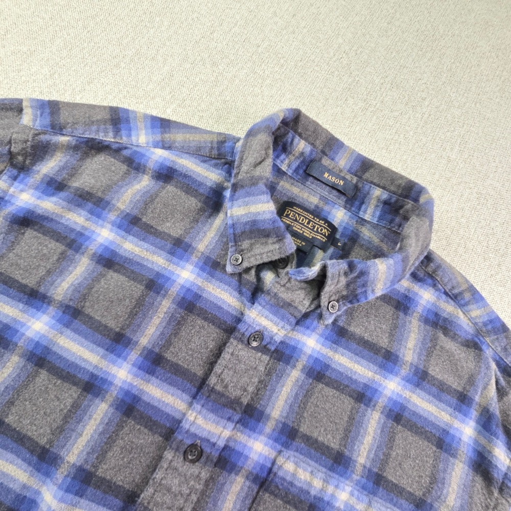 Pendleton Blue and Gray Plaid Button-Down Shirt